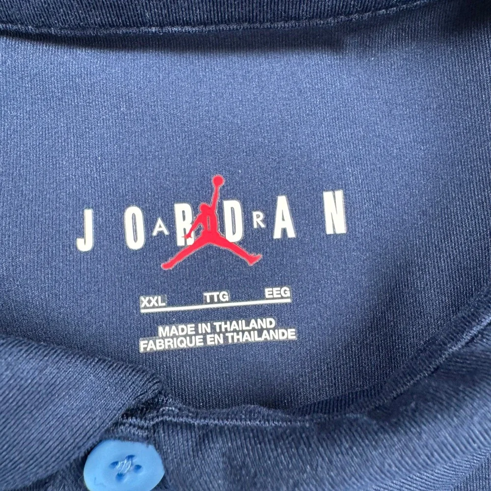 Jordan UNC Tar Heels Dri-FIT Polo Shirt Mens XXL Blue Navy Colorblock 10594
